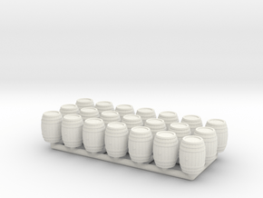 Wooden Barrel 01. 1:96 Scale in White Natural Versatile Plastic