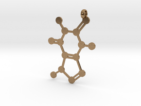 Caffeine molecule charm in Natural Brass