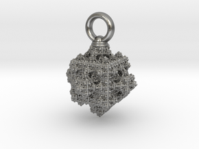 cuboiiid fractal pendant (large hoop) in Natural Silver