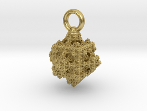 cuboiiid fractal pendant (large hoop) in Natural Brass