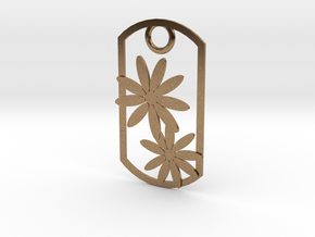 Daisy dog tag in Natural Brass