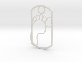Footprint dog tag in White Natural Versatile Plastic