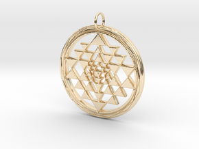Fancy Sri Yantra Pendant Small in 14k Gold Plated Brass: Small