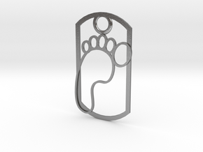 Footprint dog tag in Natural Silver