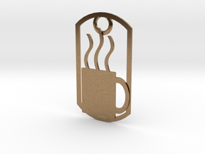 Coffee mug dog tag in Natural Brass