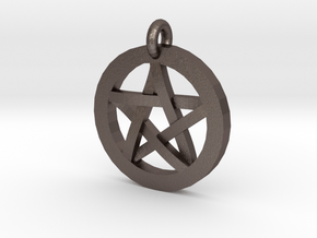 Pentacle Charm in Polished Bronzed Silver Steel