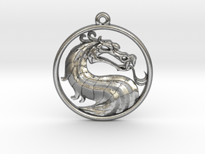 Dragon Medallion Necklace Symbol Jewelry in Natural Silver