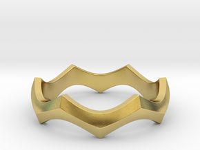 Wave Ring in Polished Brass: 5 / 49