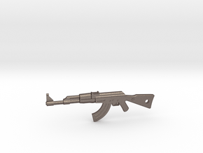 AK-47 Pendant in Polished Bronzed Silver Steel