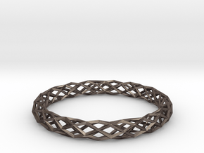 Mobius Diamond Check Bracelet in Polished Bronzed-Silver Steel: Extra Small