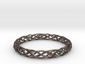 Mobius Diamond Check Bracelet in Polished Bronzed-Silver Steel: Large