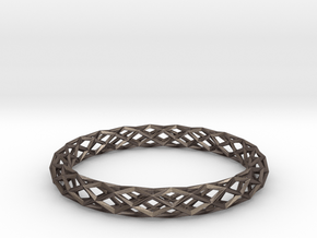 Diamond Check Bracelet in Polished Bronzed-Silver Steel: Extra Small