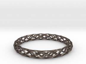 Diamond Check Bracelet in Polished Bronzed-Silver Steel: Small