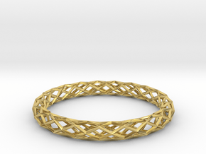 Diamond Check Bracelet in Polished Brass: Small