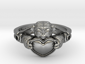 Baby Yoda Heart Ring Size 4 US  in Natural Silver