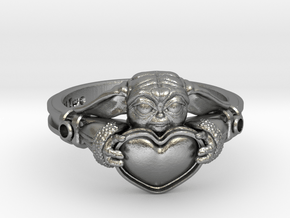 Baby Yoda Ring Size 4.5 US in Natural Silver