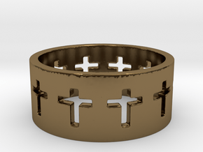 Cross ring V9 Ring Size 7 in Polished Bronze