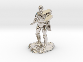 Half Orc Barbarian Soldier with Axe in Rhodium Plated Brass