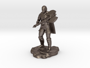 Half Orc Barbarian Soldier with Axe in Polished Bronzed-Silver Steel