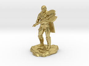 Half Orc Barbarian Soldier with Axe in Natural Brass