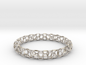 Honeycomb Bracelet in Rhodium Plated Brass: Large