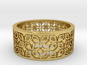 Kawung Filigree Gold Ring in Polished Brass: 8 / 56.75