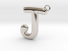 Cosplay Charm - Letter J Necklace Charm with loop in Rhodium Plated Brass