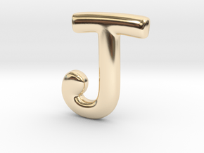 Cosplay Charm - Letter J Necklace Charm (no loop) in 14k Gold Plated Brass