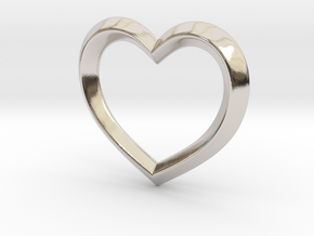 Heart Pendant in Rhodium Plated Brass: Large