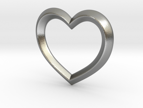 Heart Pendant in Natural Silver: Large