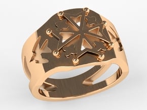 Huguenot Cross Ring in Polished Bronze: 10 / 61.5