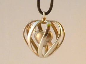 Heart Cage Pendant in Polished Silver