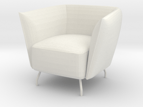 Miniature 1:12 Arcmchair in White Natural Versatile Plastic: 1:12