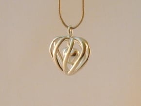 Heart Cage Pendant - Small, No Arrow in Polished Silver