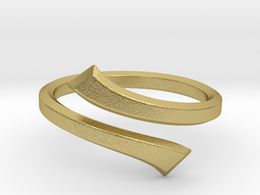 Streamline Hexagon Open Ring in Natural Brass: 5 / 49