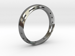 Morse code Mobius Ring - LOVE in Polished Silver: 7.75 / 55.875