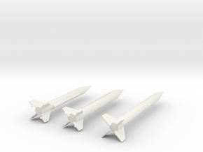 1/72 Scale Scud A B C D Missiles in White Natural Versatile Plastic