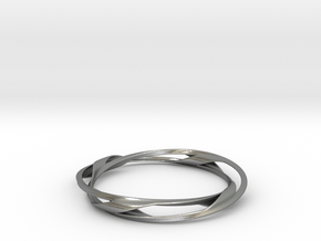 Barred Twist Bangle in Natural Silver