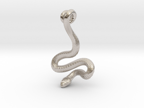 Snake Pendant_P02 in Rhodium Plated Brass