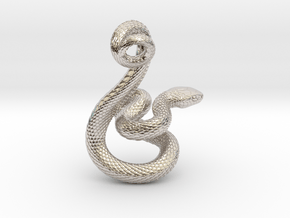 Snake Pendant_P04 in Rhodium Plated Brass