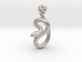 Snake Pendant_P05 in Rhodium Plated Brass