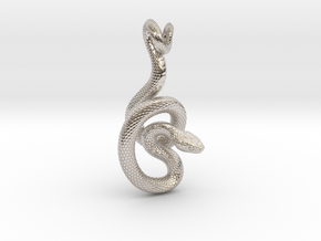 Snake Pendant_P06 in Rhodium Plated Brass