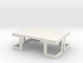 Modern Miniature 1:12 Table in White Natural Versatile Plastic: 1:12