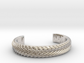 BRAID PATTERN 2 NARROW CUFF DBL MEDIUM in Rhodium Plated Brass