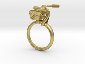 Bicycle Rings - Front Portion with Basket  in Natural Brass: 7 / 54