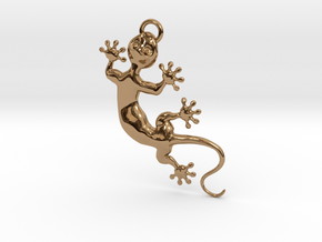 Cute Little Gecko Pendant for Animal Lovers in Polished Brass