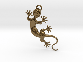 Cute Little Gecko Pendant for Animal Lovers in Polished Bronze