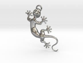 Cute Little Gecko Pendant for Animal Lovers in Natural Silver