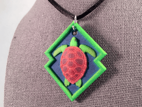 Sea Turtle Pendant in Natural Full Color Sandstone