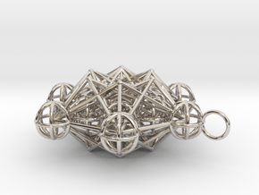 3d Metatron's cube pendant in Rhodium Plated Brass